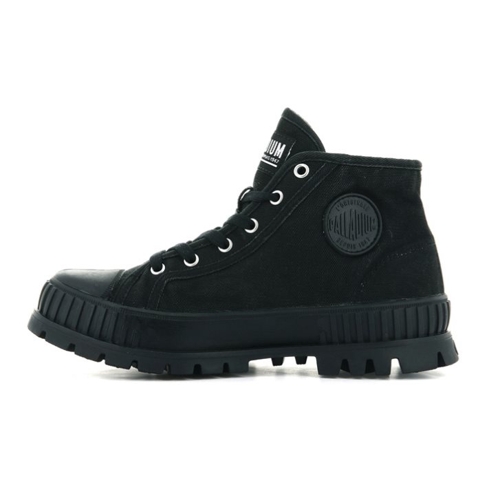 Palladium Pallashock Mid OG High Tops Women's Sneakers Black | UK A986-UFQ